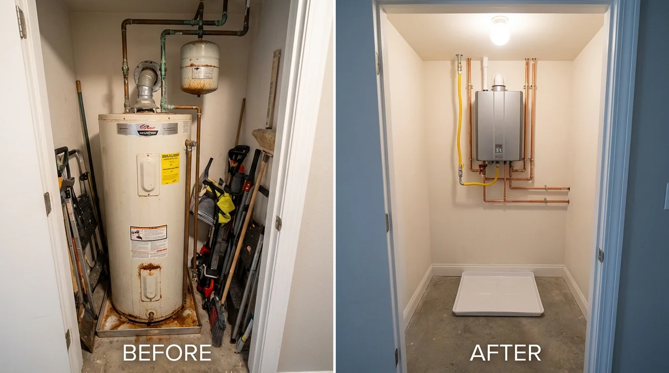 Tank water heater versus wall-mounted tankless unit comparison for Alpine, NJ homeowners
